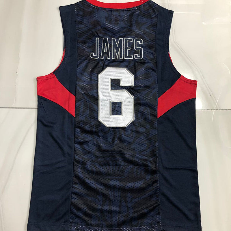 Team USA Redeem Team LeBron James #6 blue Throwback Jersey - Dense Embroidery