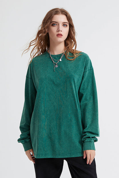 250GSM Vintage Washed Long Sleeve Crew