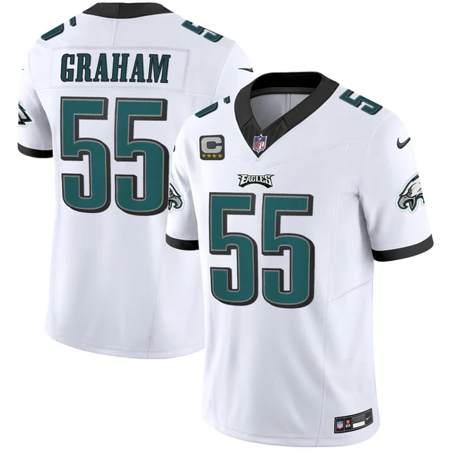 Brandon Graham #55 Philadelphia Eagles White Captain Patch Jersey