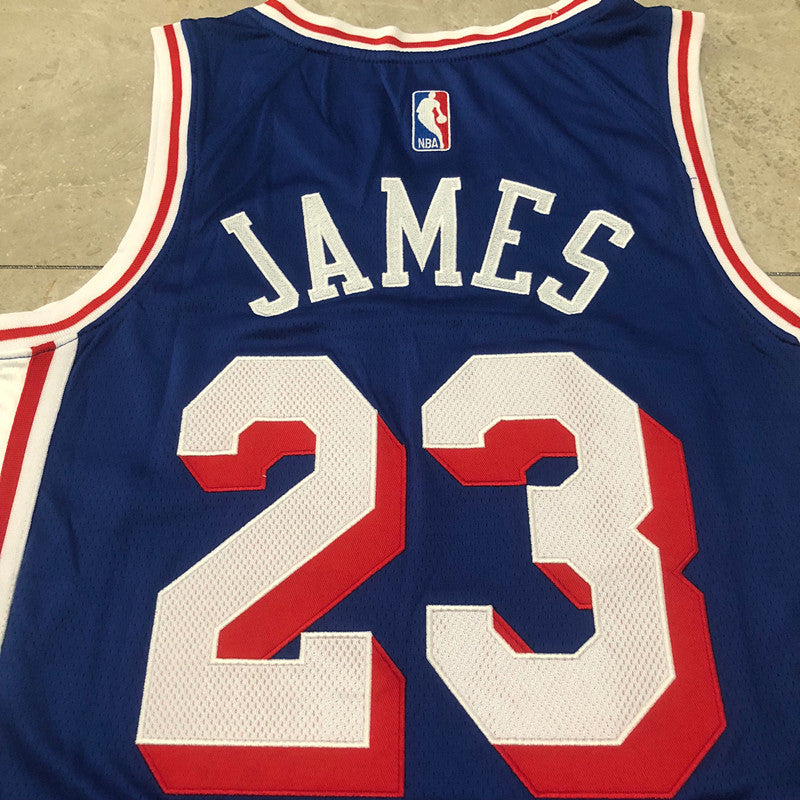Philadelphia 76ers LeBron James #23 blue Throwback Jersey - Dense Embroidery