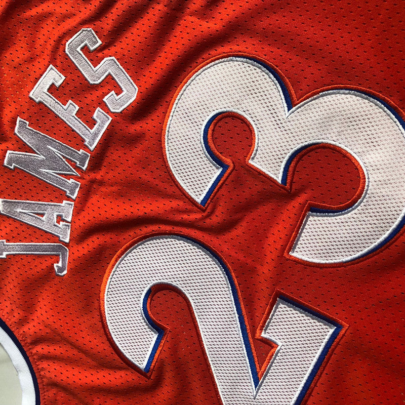 Cleveland Cavaliers LeBron James #23 Orange Throwback Jersey - Dense Embroidery
