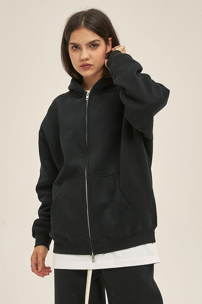 350GSM Solid Color Fleece Zipper Jacket