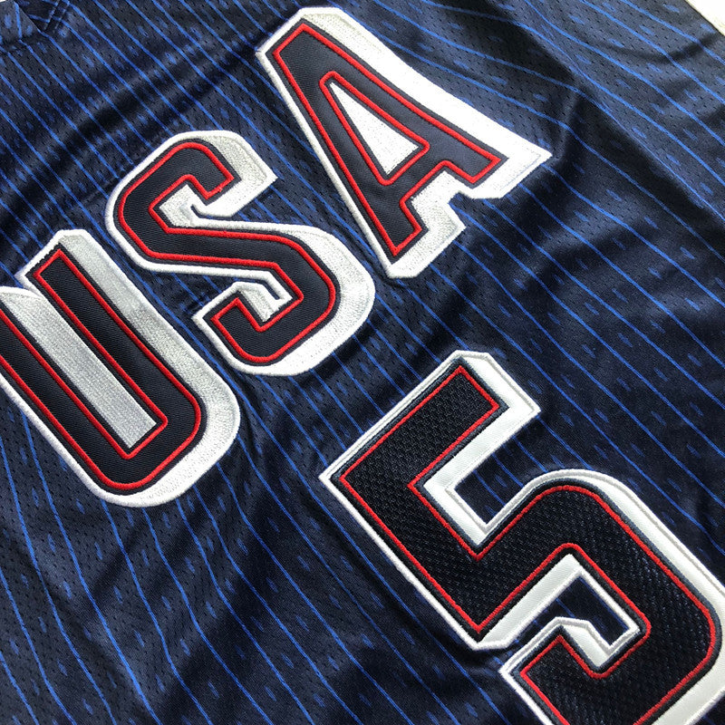 USA Basketball Team Anthony Jamal Edwards #5 blue Throwback Jersey -  Dense Embroidery