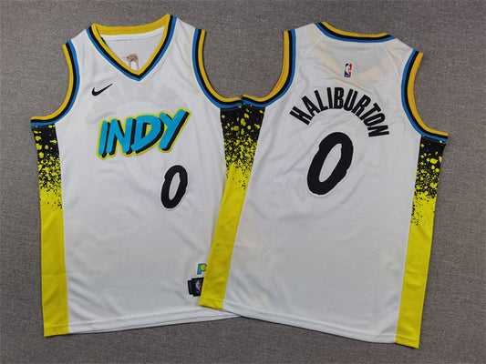 Youth Tyrese Haliburton Indiana Pacers #0 City Edition Embroidered  Jersey