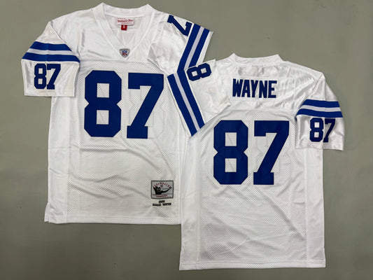 Mens Reggie Wayne#87 white Indianapolis Colts Vintage Throwback Jersey