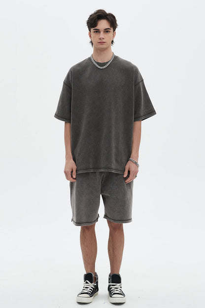 400GSM Double Stitch Washed Tee