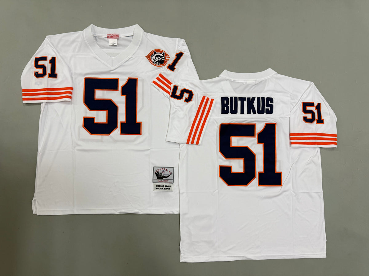 Mens Dick Butkus#51 white Chicago Bears Vintage Throwback Jersey