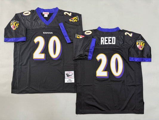 Mens Ed Reed #20 Baltimore Ravens Black Vintage Throwback Jersey