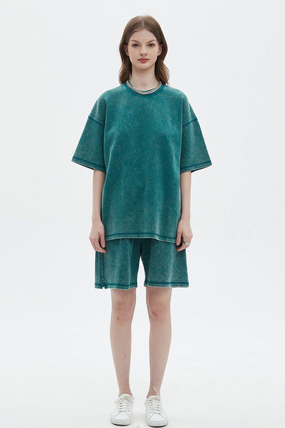 400GSM Double Stitch Washed Tee