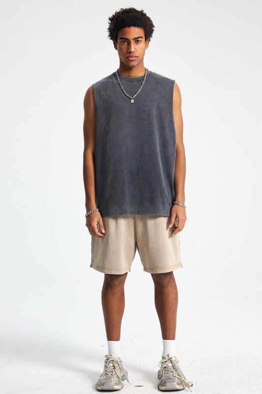 275GSM Distressed Washed Muscle Tee