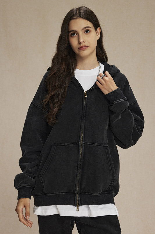 360GSM Washed Fleece Zipper Jacket