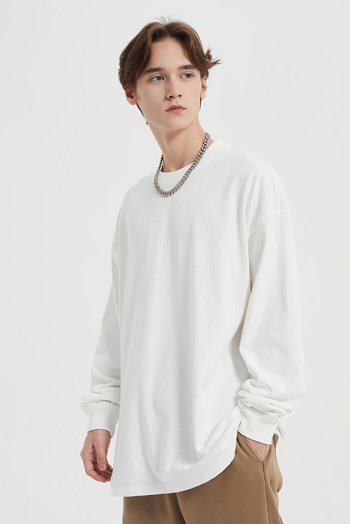 310GSM Pigment Dyed Washed Long Sleeve Crew