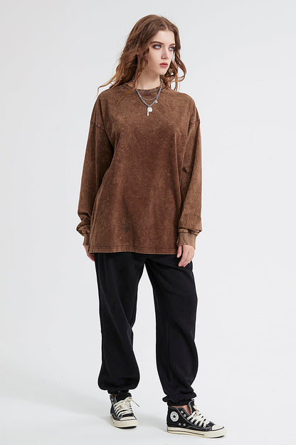 250GSM Vintage Washed Long Sleeve Crew