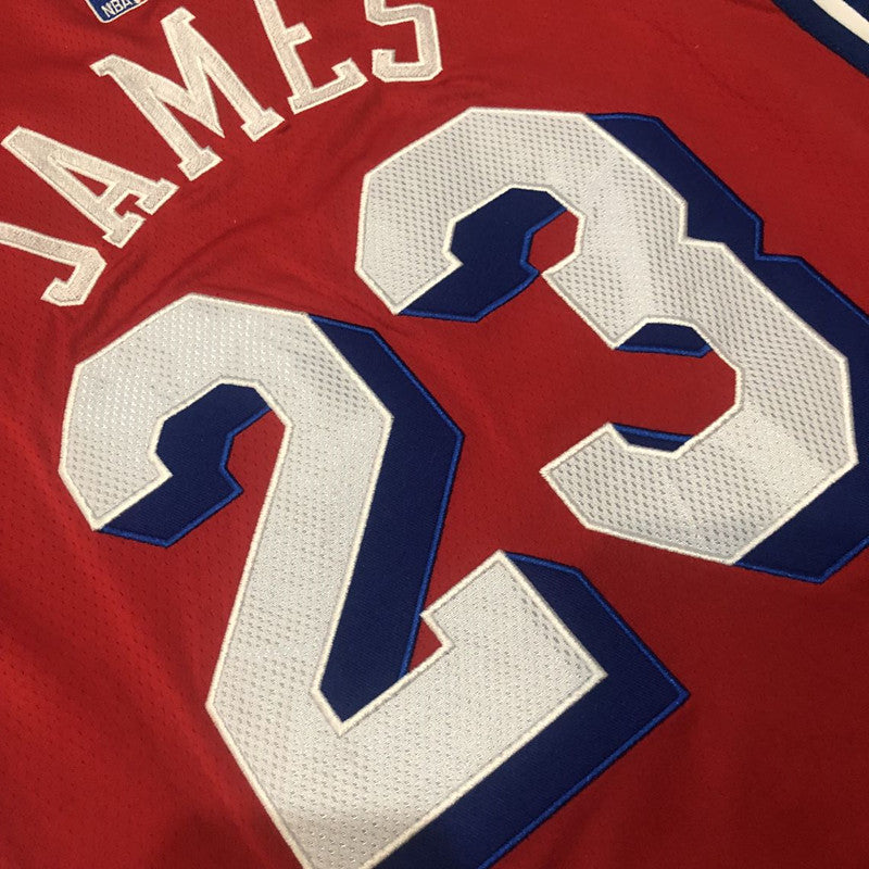 Philadelphia 76ers LeBron James #23 red Throwback Jersey - Dense Embroidery
