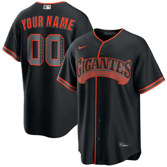 Custom San Francisco Giants Alternate Gigantes Jersey - Black