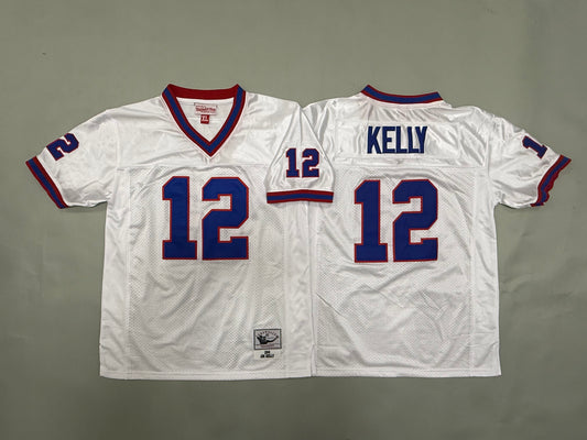 Youth Jim Kelly#12 white Buffalo Bills Vintage Throwback Jersey
