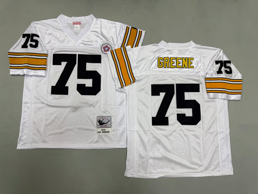 Mens Joe Greene#75 white‌ Pittsburgh Steelers Vintage Throwback Jersey