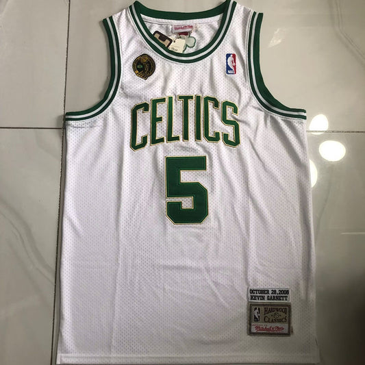 Boston Celtics Kevin Garnett #5 White Throwback Jersey - Dense Embroidery