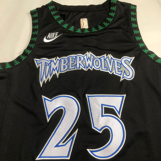 Minnesota Timberwolves Derrick Rose #25 black Throwback Jersey - Dense Embroidery