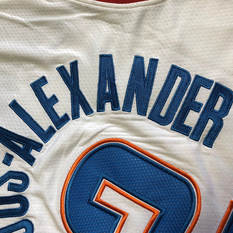 Oklahoma City Thunder Shai Gilgeous-Alexander #2 White Throwback Jersey - Dense Embroidery