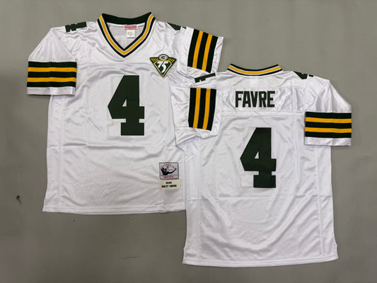 Mens Brett Favre#4 white Green Bay Packers Vintage Throwback Jersey