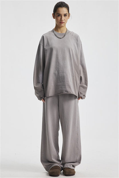 275GSM Distressed Spray Washed Long Sleeve