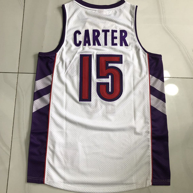 Toronto Raptors Vince Carter #15 White Throwback Jersey - Dense Embroidery