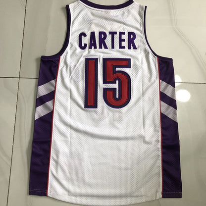 Toronto Raptors Vince Carter #15 White Throwback Jersey - Dense Embroidery