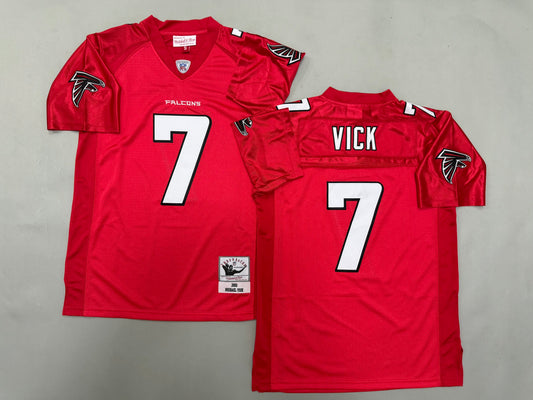 Mens Michael Vick #7 Atlanta Falcons Red Vintage Throwback Jersey