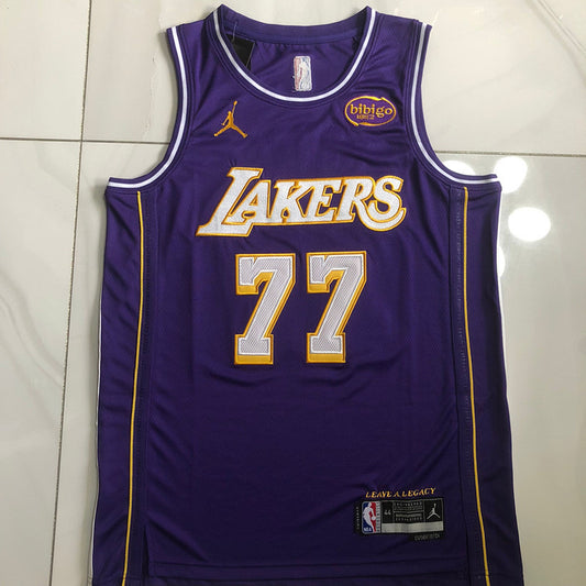 Los Angeles Lakers Luka Dončić #77 Purple Throwback Jersey - Dense Embroidery