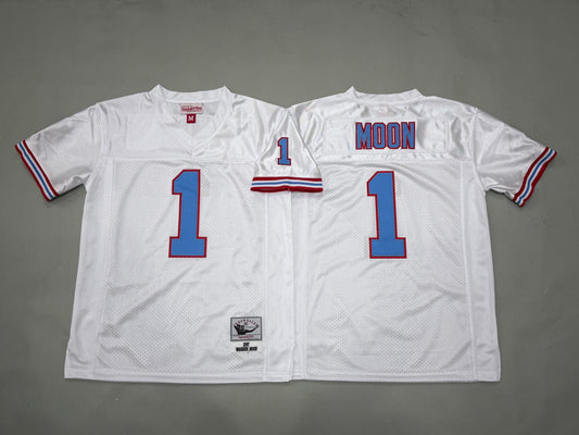 Youth Warren Moon#1 white Houston Oilers Vintage Throwback Jersey