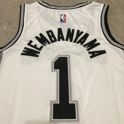 San Antonio Spurs Victor Wembanyama #1 White Throwback Jersey - Dense Embroidery