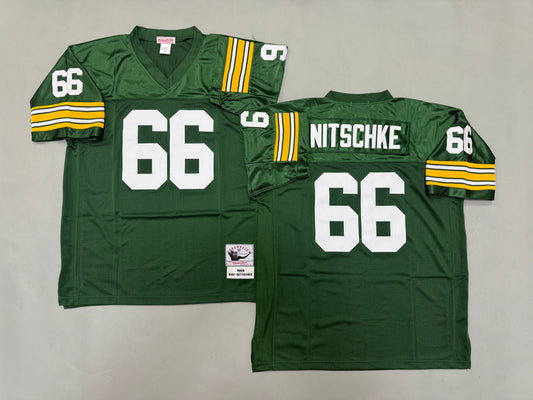 Mens Ray Nitschke#66 Green Bay Packers Vintage Throwback Jersey