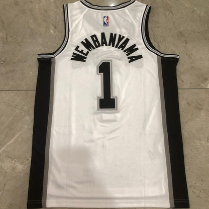 San Antonio Spurs Victor Wembanyama #1 White Throwback Jersey - Dense Embroidery