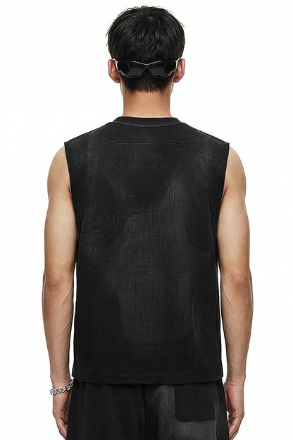 325GSM Sun Fade Waffle Material Muscle Tee