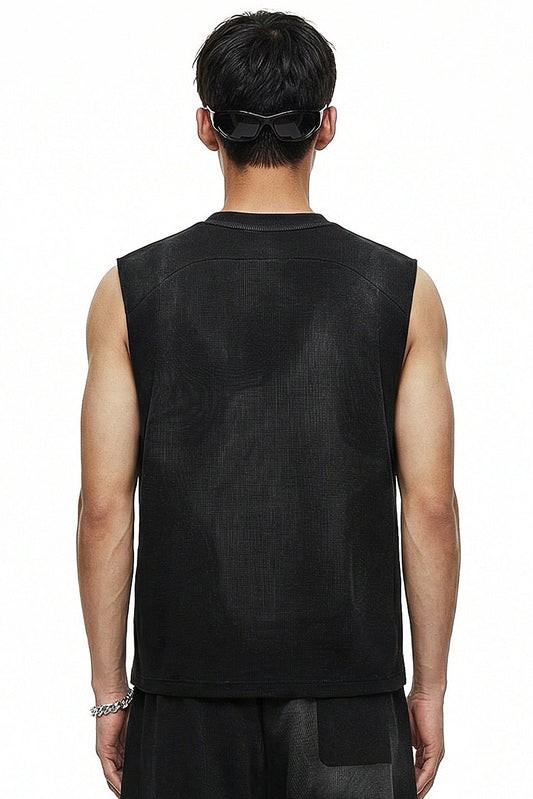 325GSM Sun Fade Waffle Material Muscle Tee