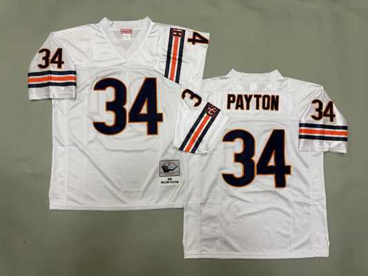 Mens Walter Payton #34 Chicago Bears White 1985 Vintage Throwback Jersey