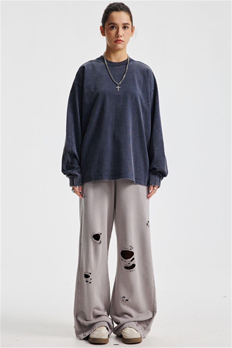 285GSM Contrast Long Sleeve Pigment Dyed Tee