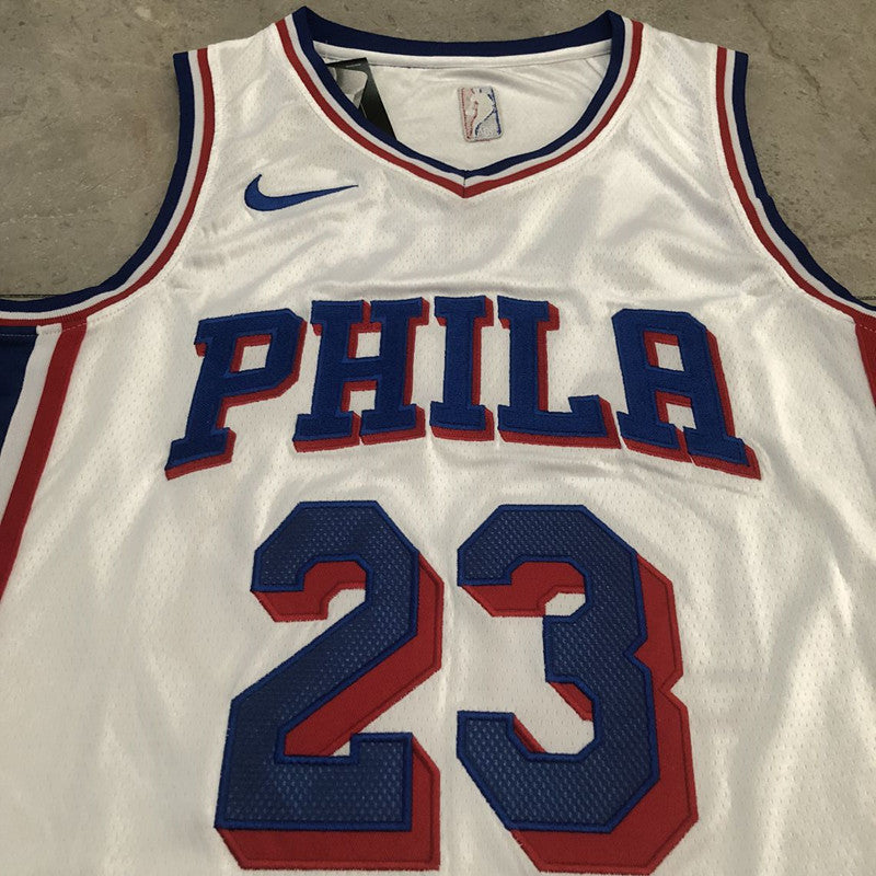 Philadelphia 76ers LeBron James #23 White Throwback Jersey - Dense Embroidery