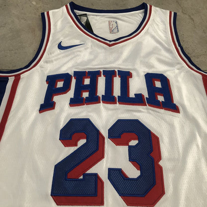 Philadelphia 76ers LeBron James #23 White Throwback Jersey - Dense Embroidery