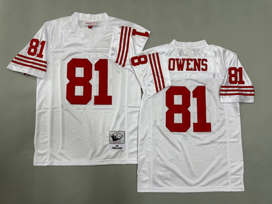 Mens Terrell Owens#81 White San Francisco 49ers Vintage Throwback Jersey