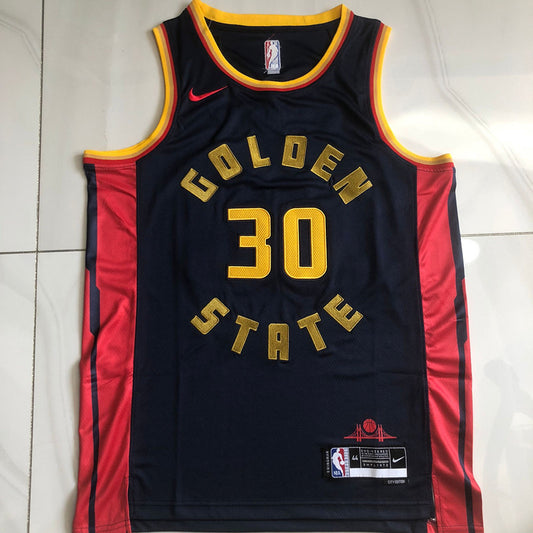 Golden State Warriors Stephen Curry #30 Deep Blue Throwback Jersey -  Dense Embroidery