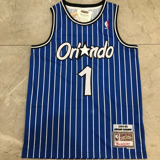 Orlando Magic Anfernee Hardaway #1 Blue Throwback Jersey - Dense Embroidery