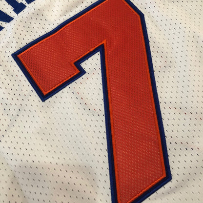 New York Knicks Carmelo Anthony #7 White Throwback Jersey - Dense Embroidery