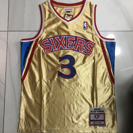 Philadelphia 76ers Allen Iverson #3 Platinum Edition Throwback Jersey - Dense Embroidery