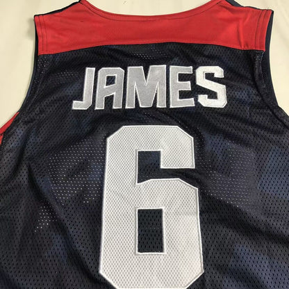 Dream Team 10 LeBron James #6 blue Throwback Jersey - Dense Embroidery