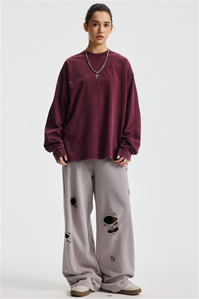 285GSM Contrast Long Sleeve Pigment Dyed Tee