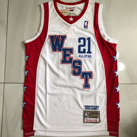 All-Star Kevin Garnett #21 White Throwback Jersey - Dense Embroidery