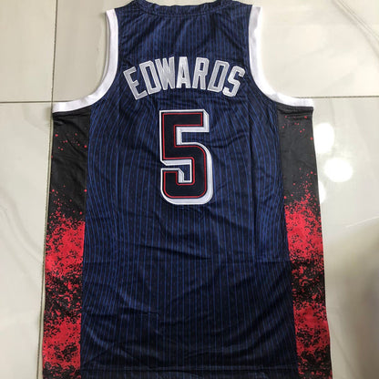 USA Basketball Team Anthony Jamal Edwards #5 blue Throwback Jersey -  Dense Embroidery