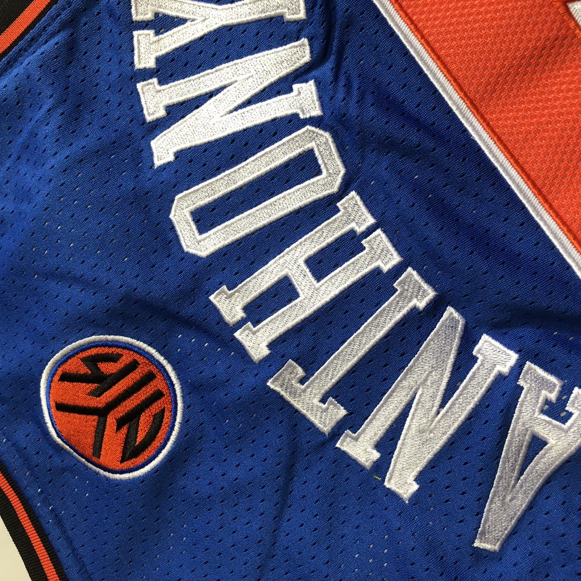 New York Knicks Carmelo Anthony #7 blue Throwback Jersey - Dense Embroidery